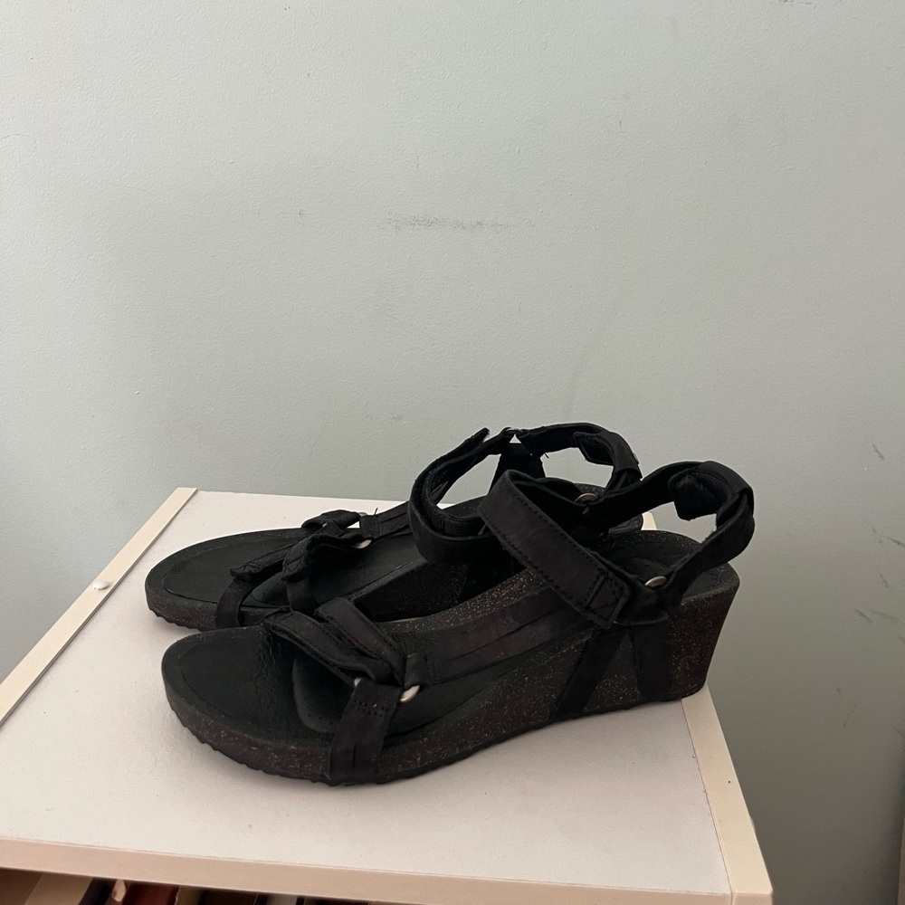 Teva Black Wedge Sandals